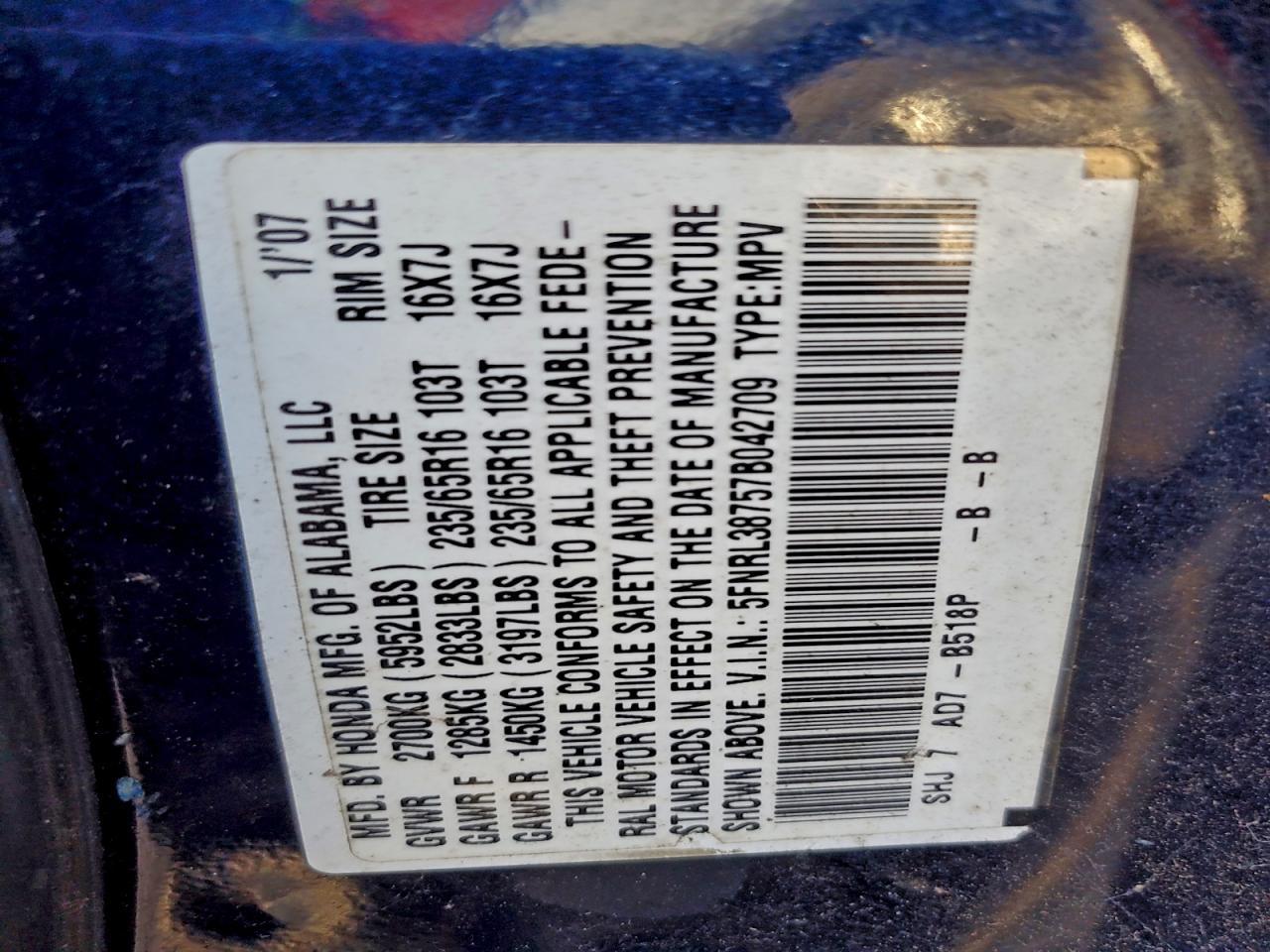 2007 HONDA ODYSSEY