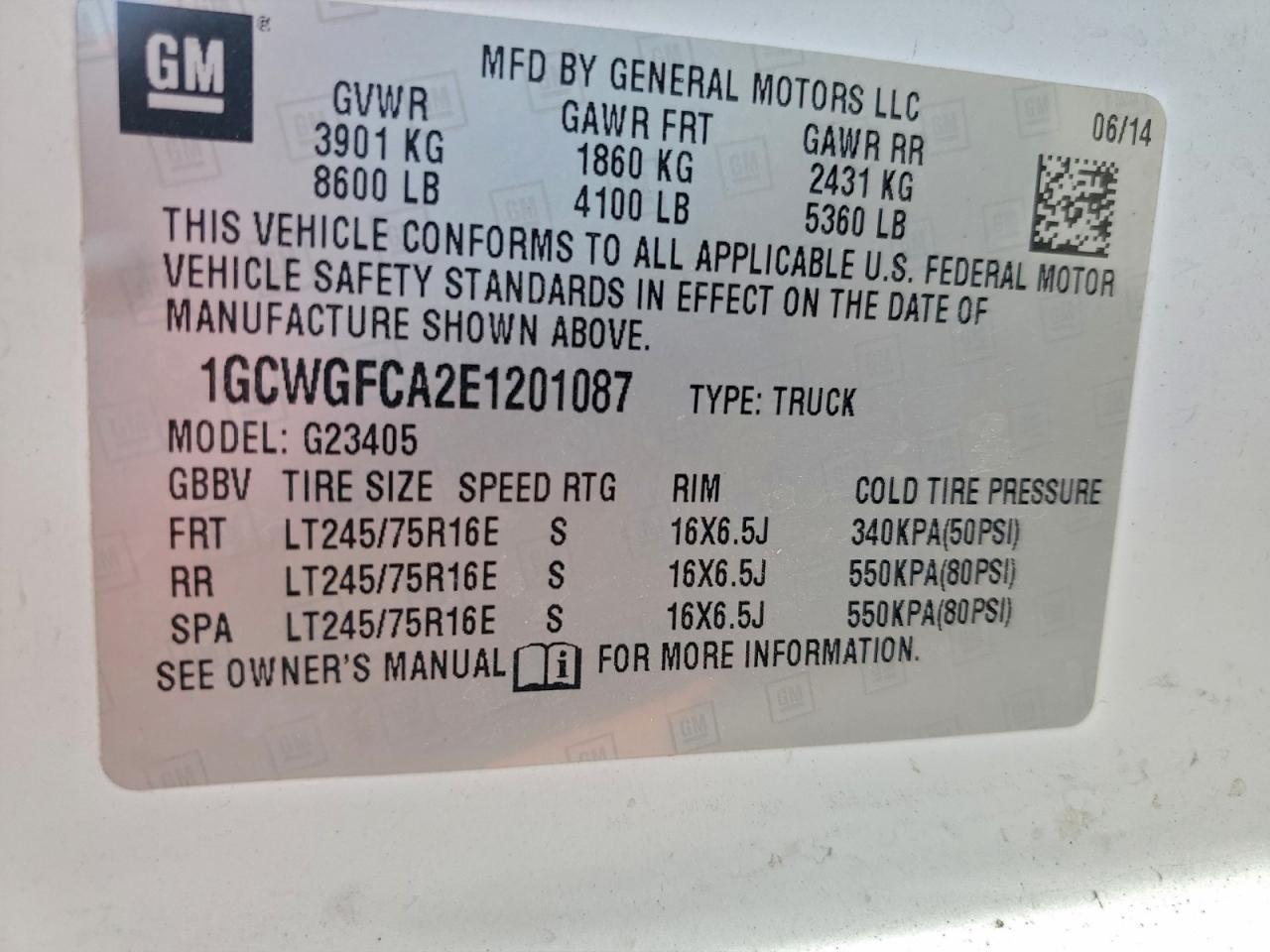2014 CHEVROLET EXPRESS 2500