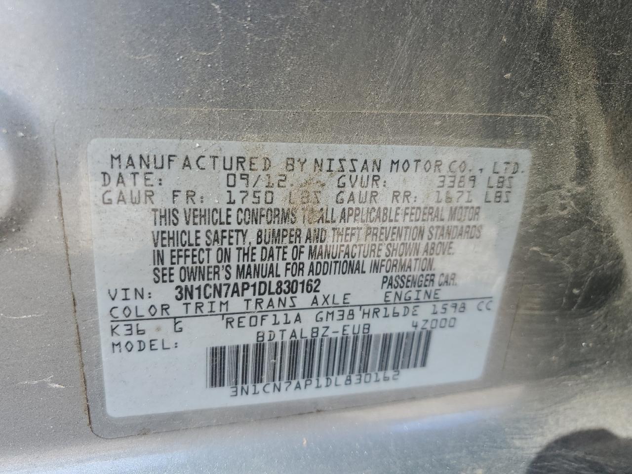 2013 NISSAN VERSA