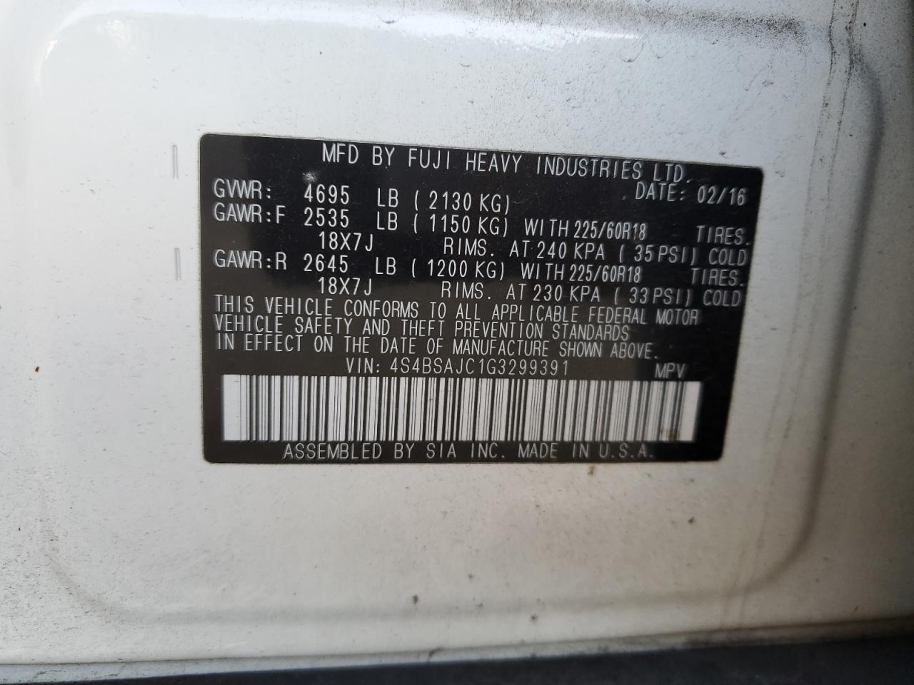 2016 SUBARU Outback