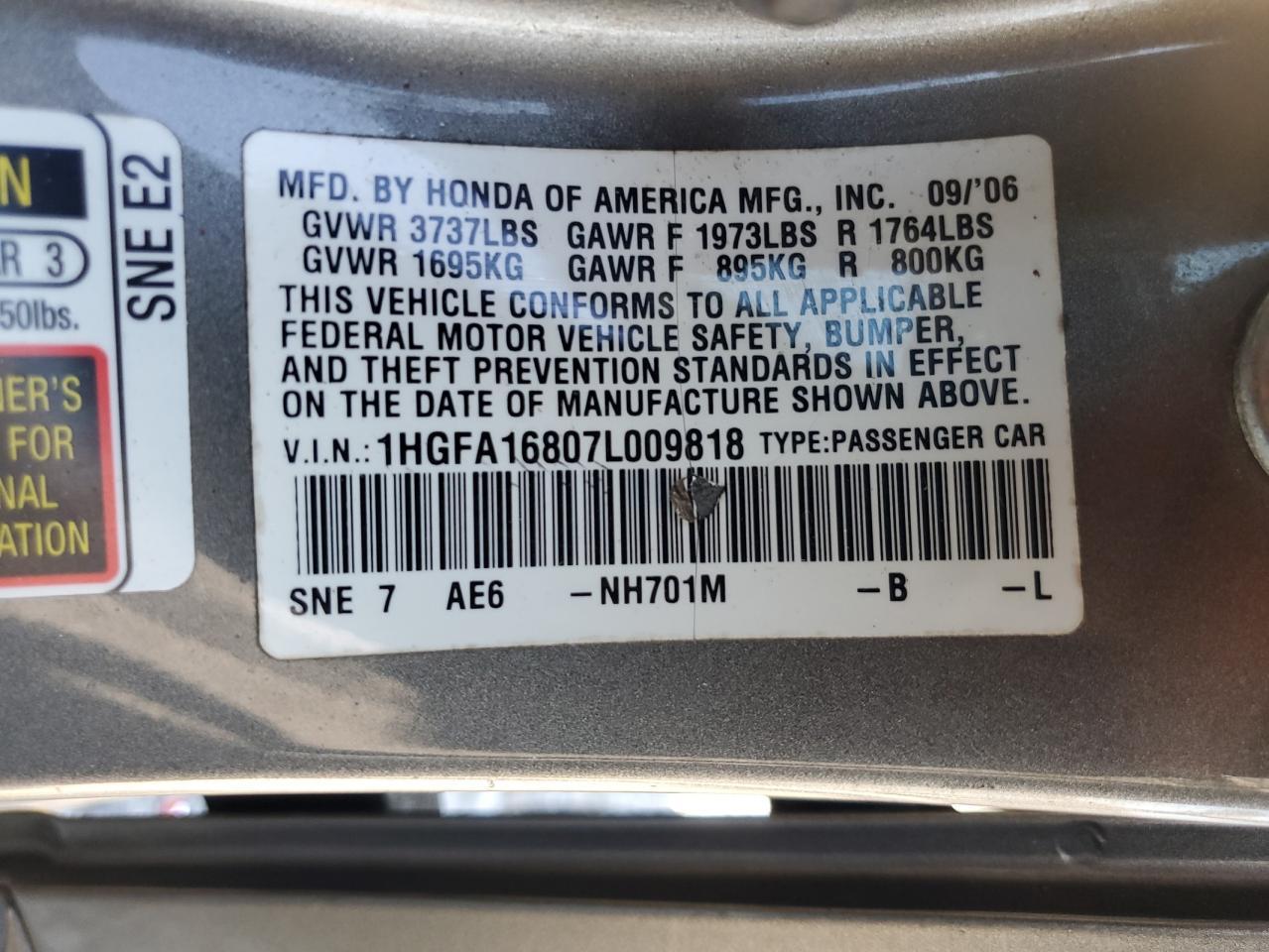 2007 HONDA CIVIC