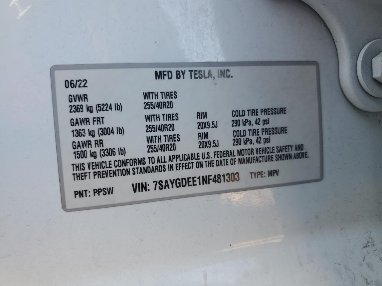 2022 TESLA MODEL Y