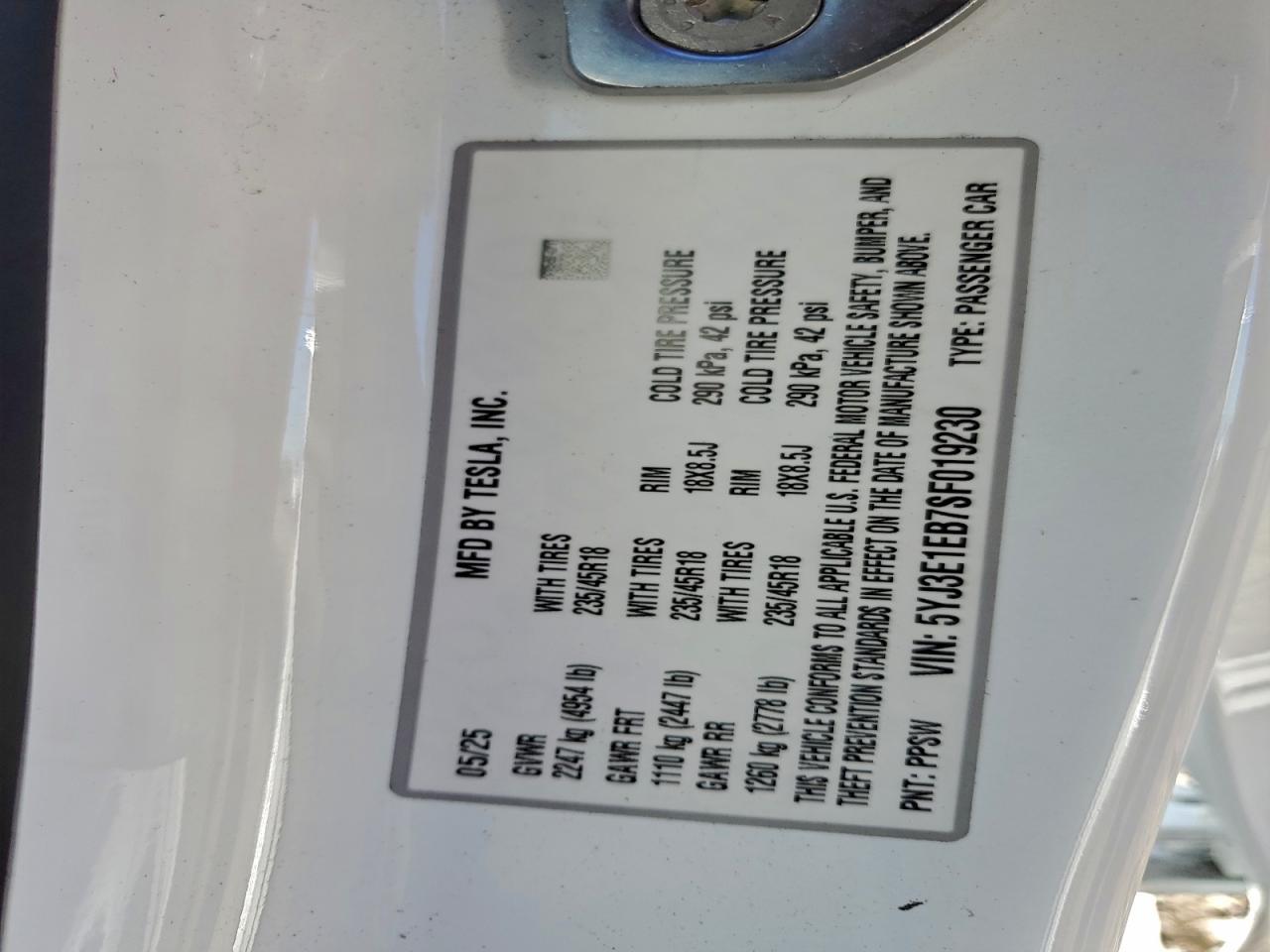 2025 TESLA MODEL 3