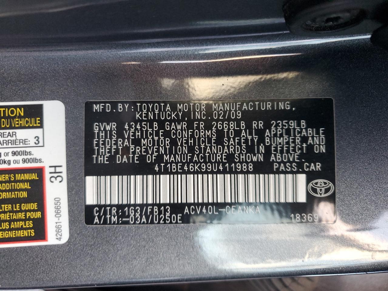 2009 TOYOTA CAMRY