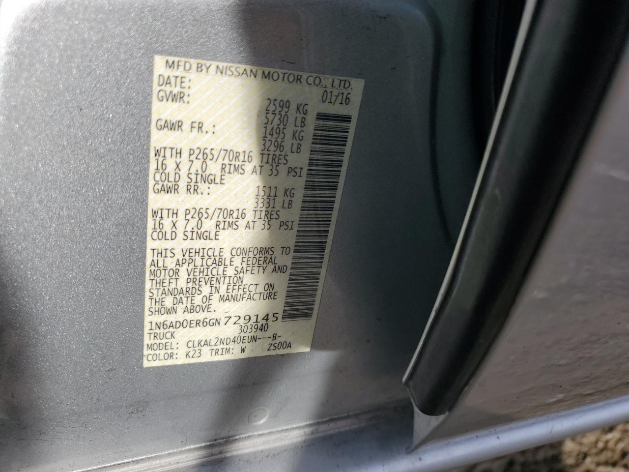 2016 NISSAN Frontier
