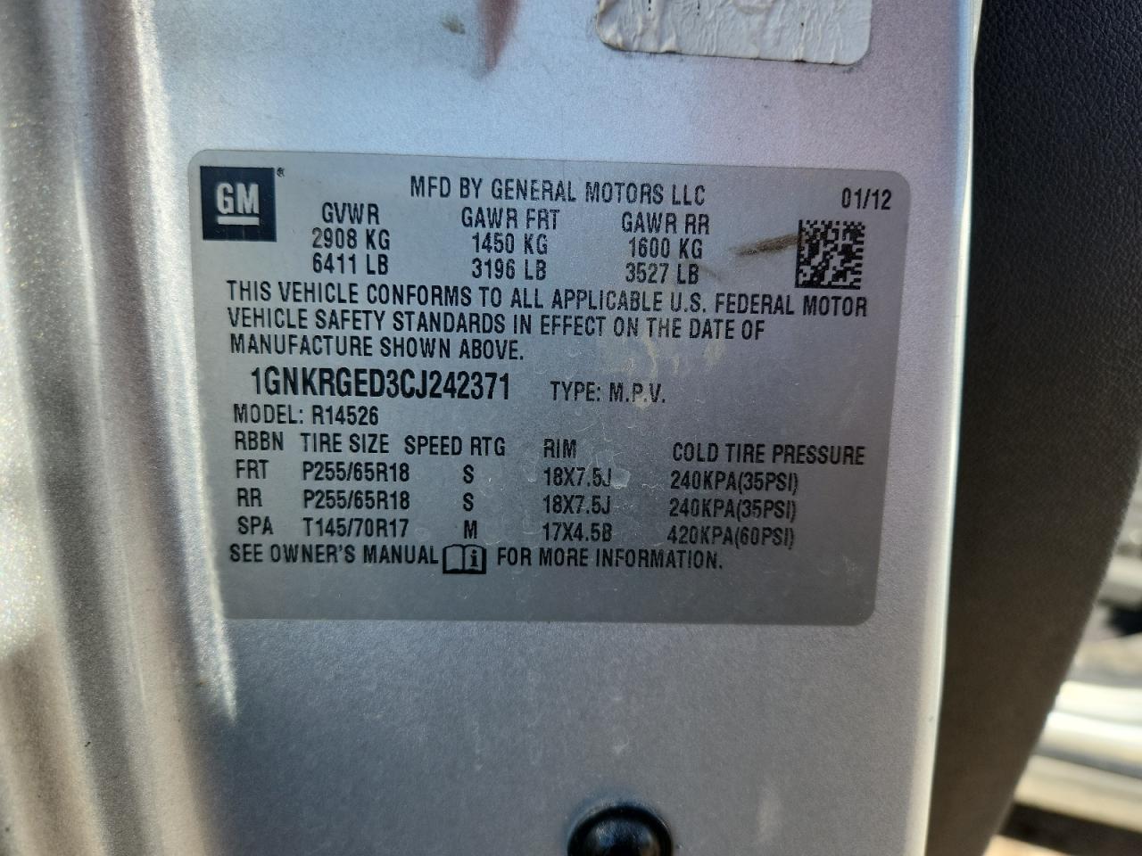 2012 CHEVROLET TRAVERSE