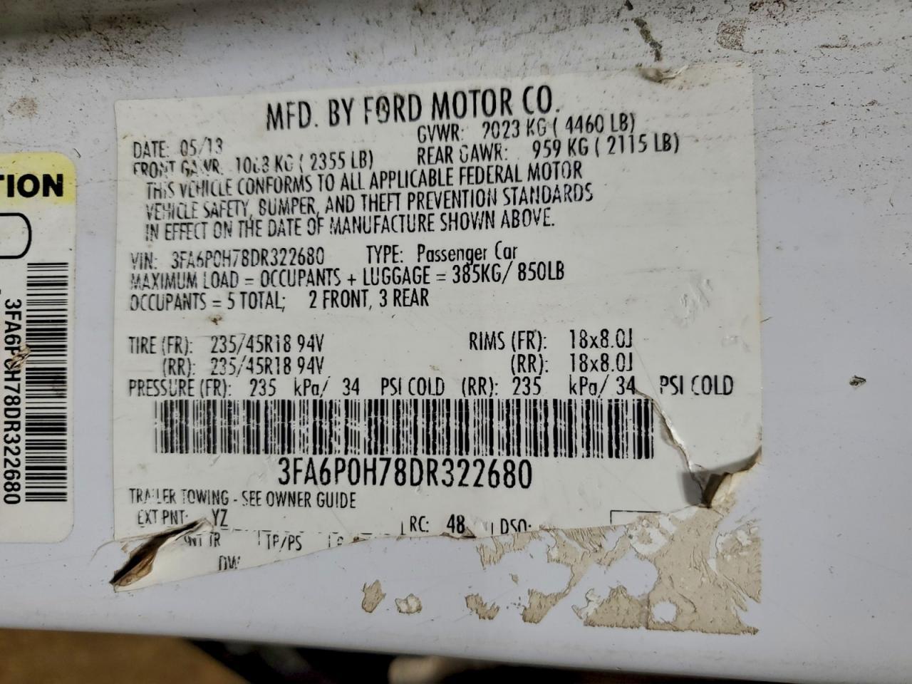 2013 FORD FUSION