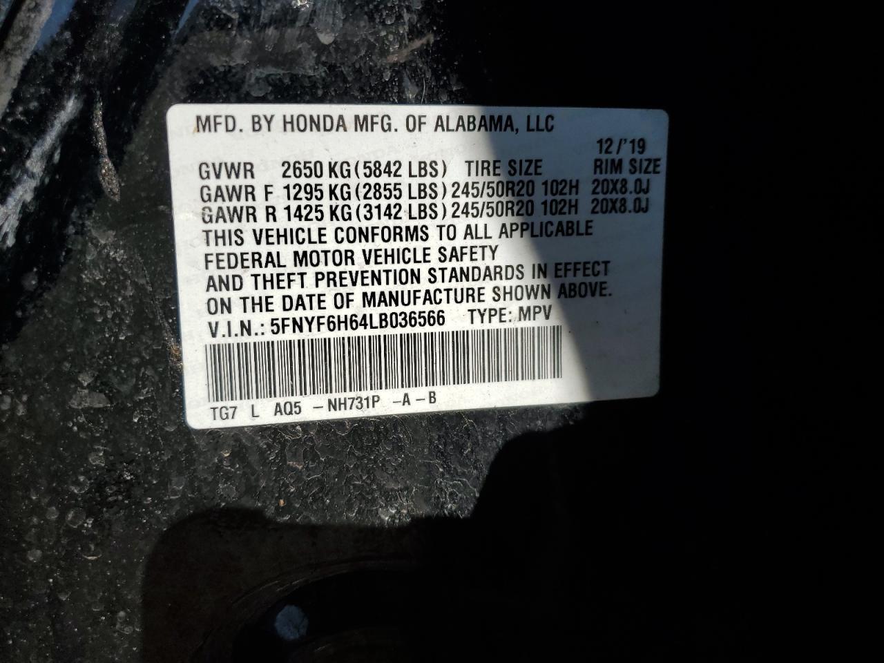 2020 HONDA PILOT
