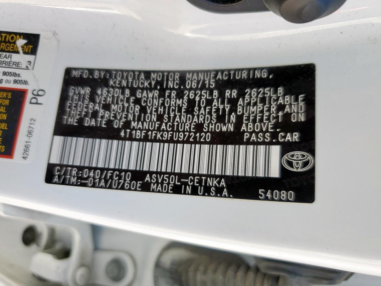 2015 TOYOTA CAMRY