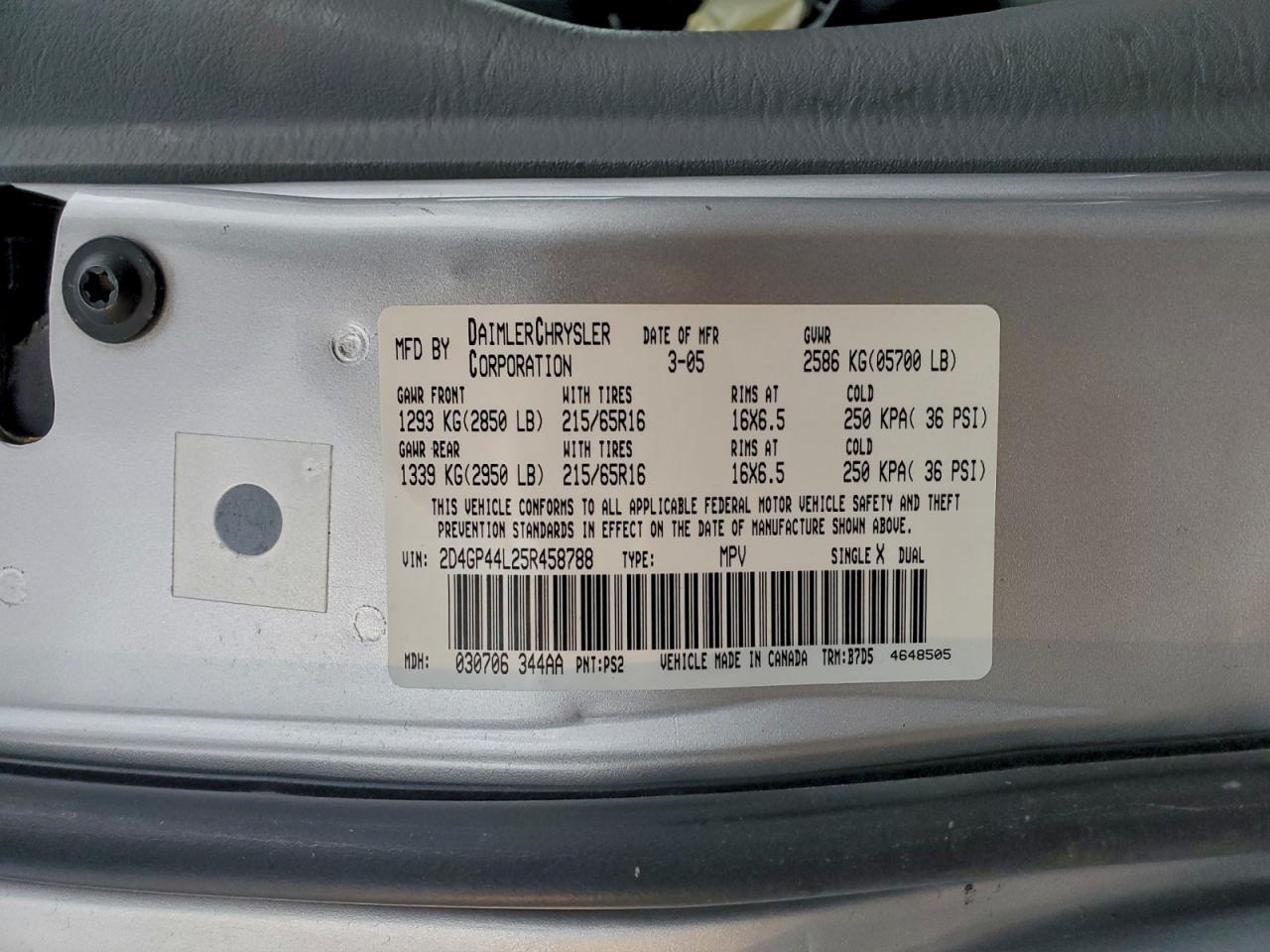2005 DODGE GRAND CARAVAN