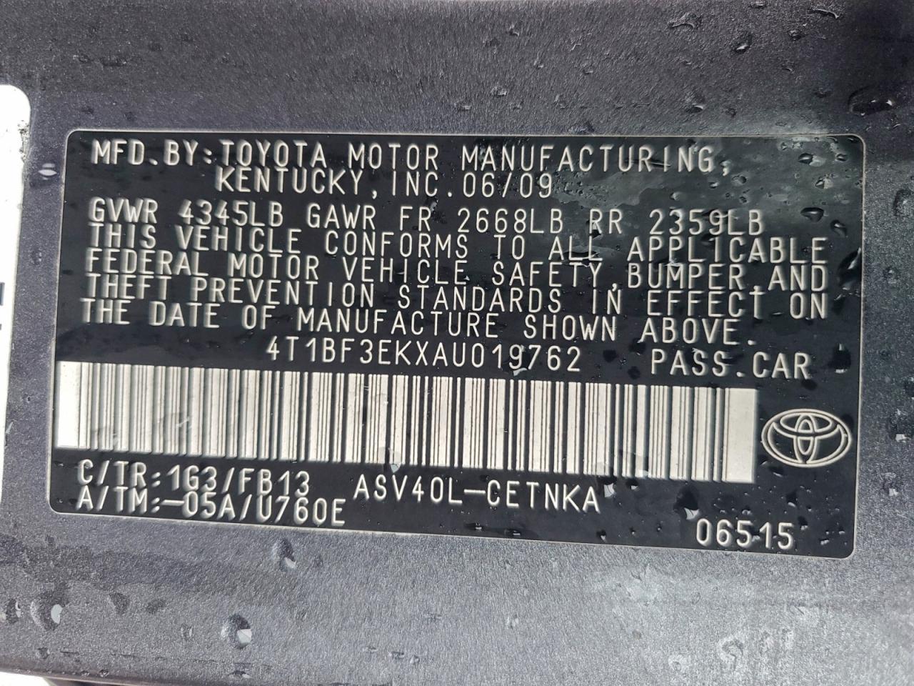 2010 TOYOTA CAMRY