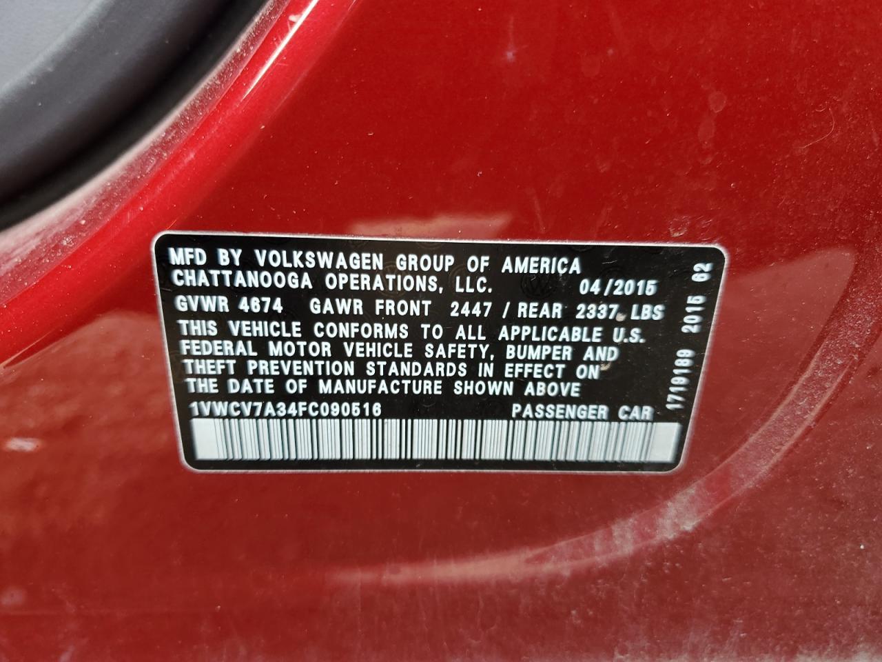 2015 VOLKSWAGEN Passat