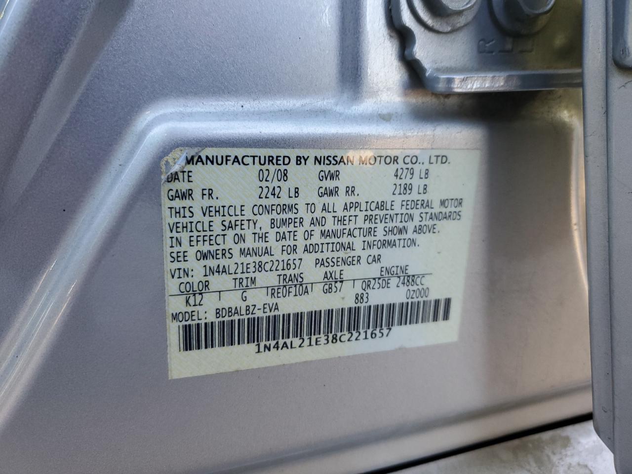 2008 NISSAN ALTIMA