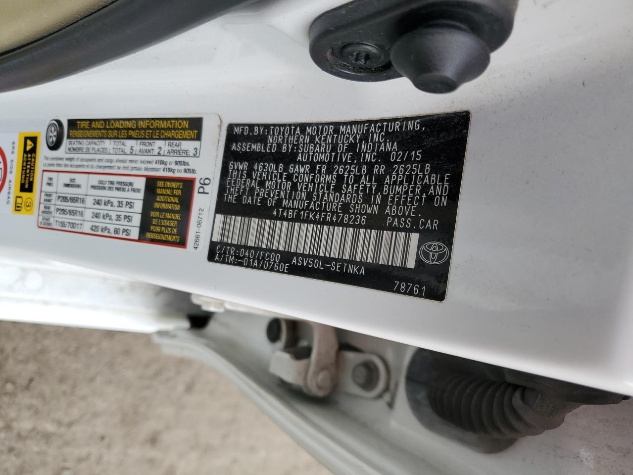 2015 TOYOTA CAMRY