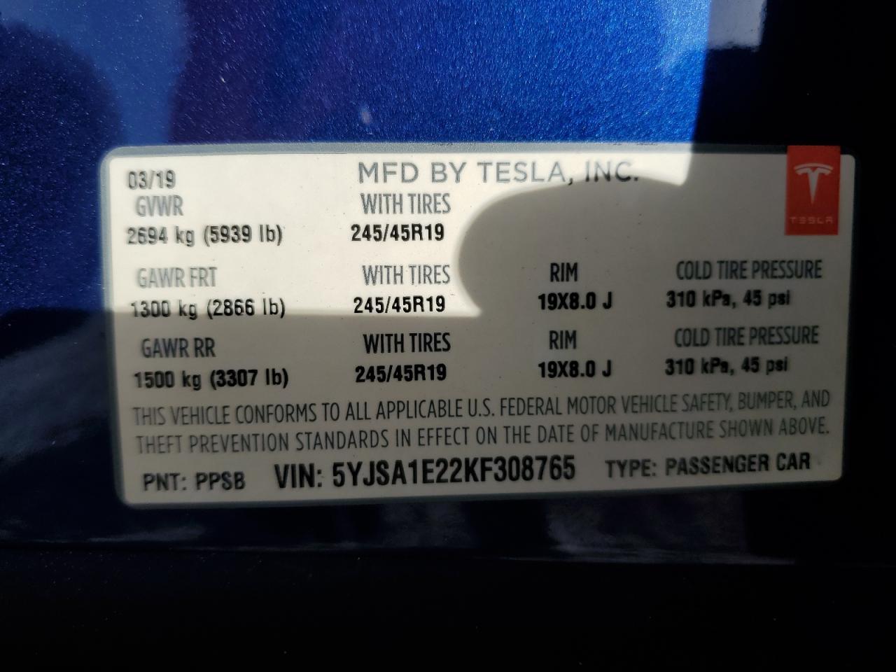 2019 TESLA MODEL S