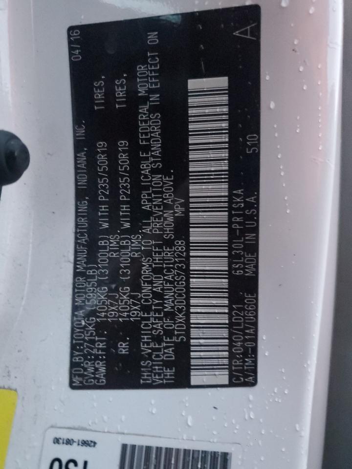 2016 TOYOTA SIENNA