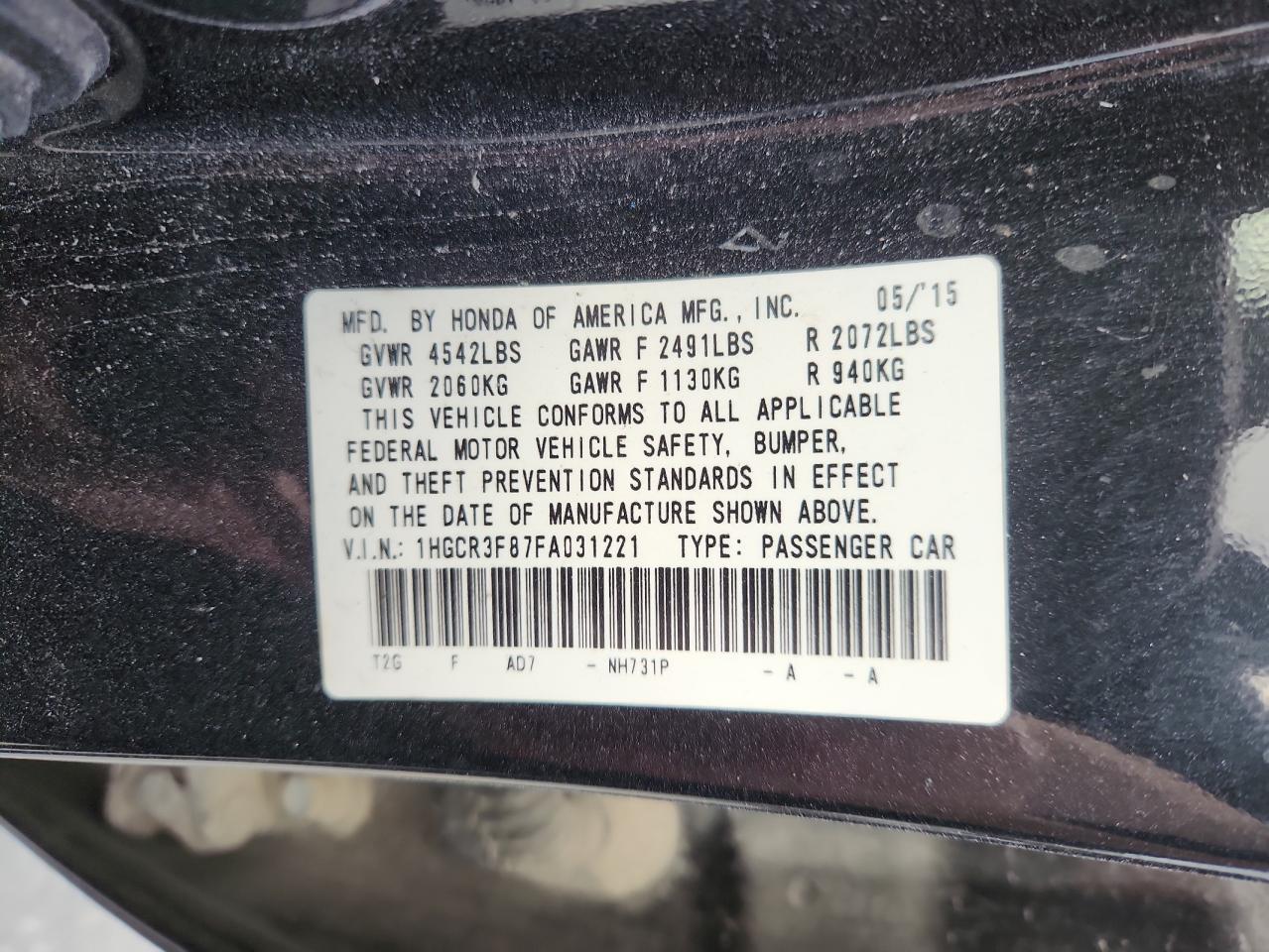 2015 HONDA ACCORD