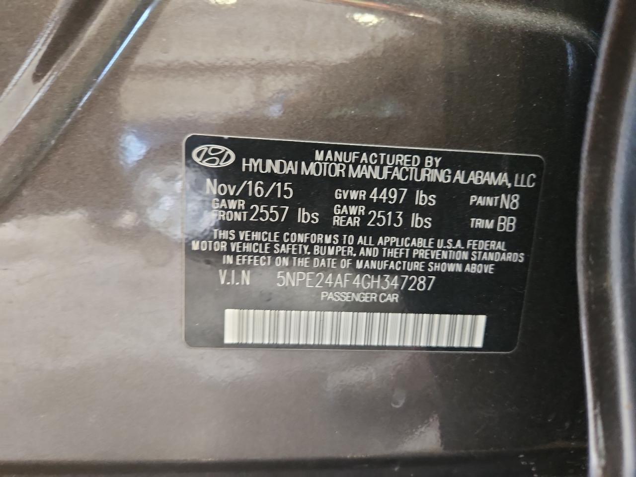 2016 HYUNDAI SONATA