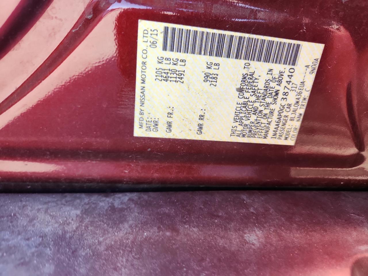 2016 NISSAN Maxima