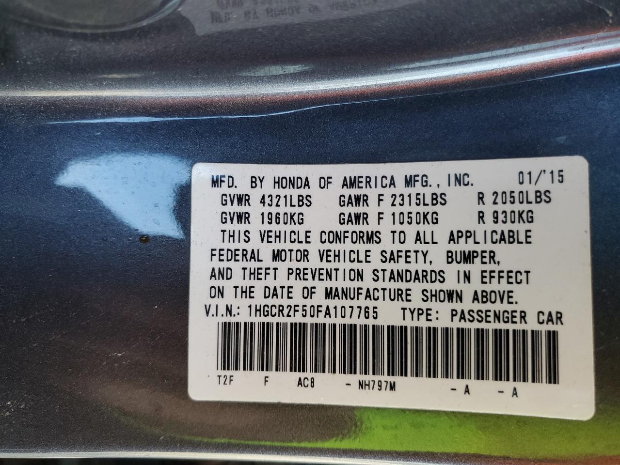 2015 HONDA ACCORD