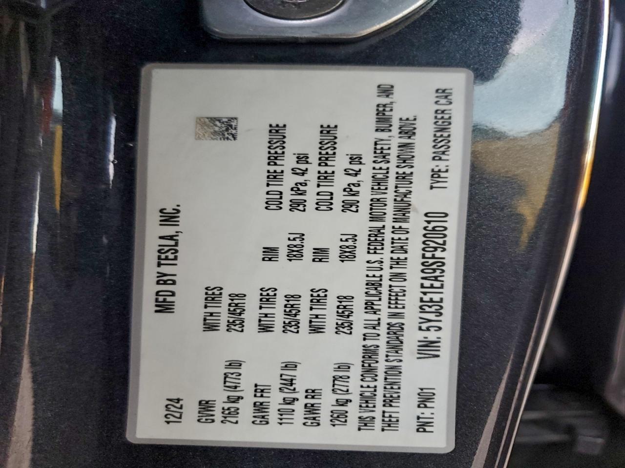 2025 TESLA MODEL 3
