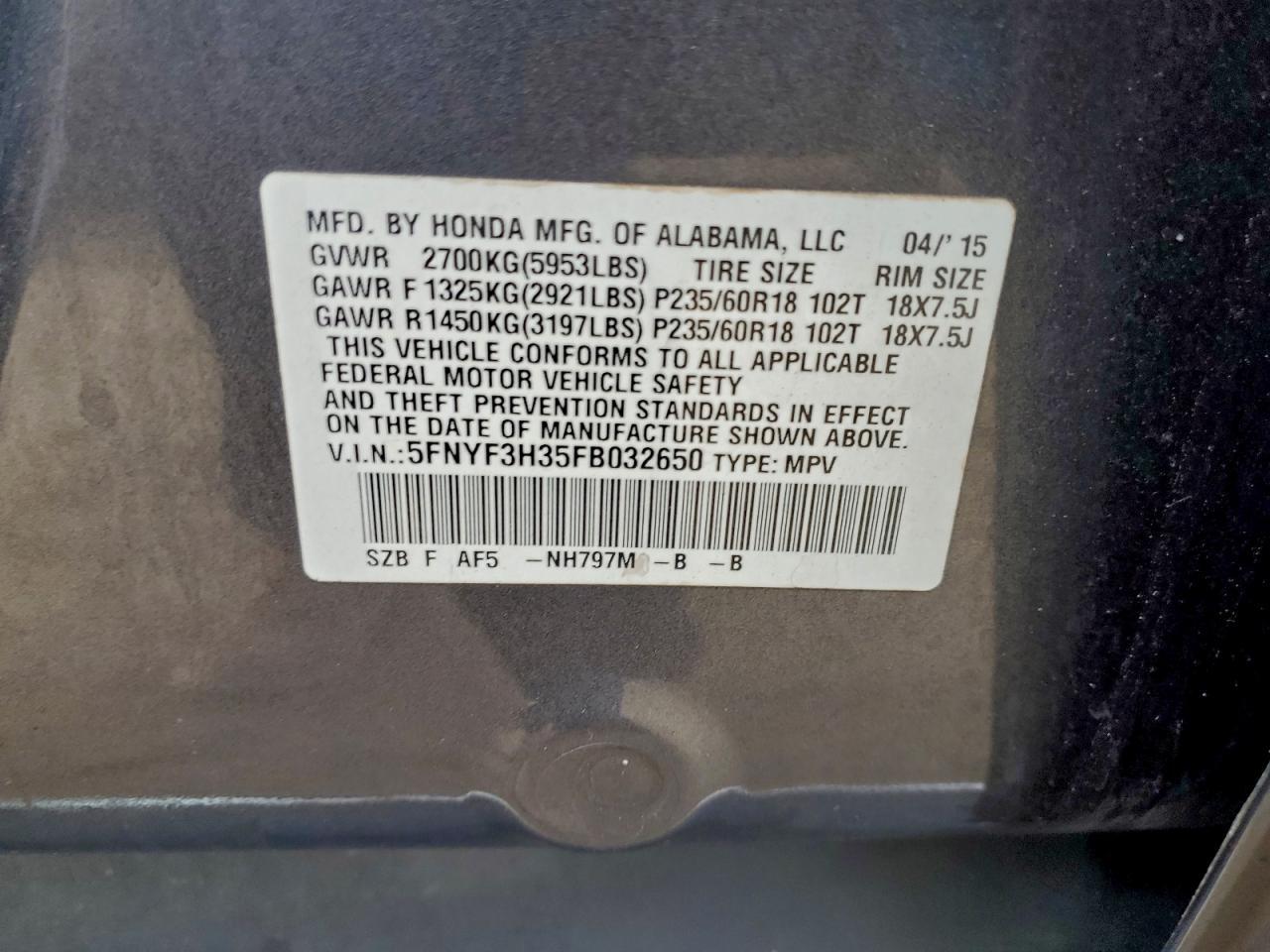 2015 HONDA PILOT