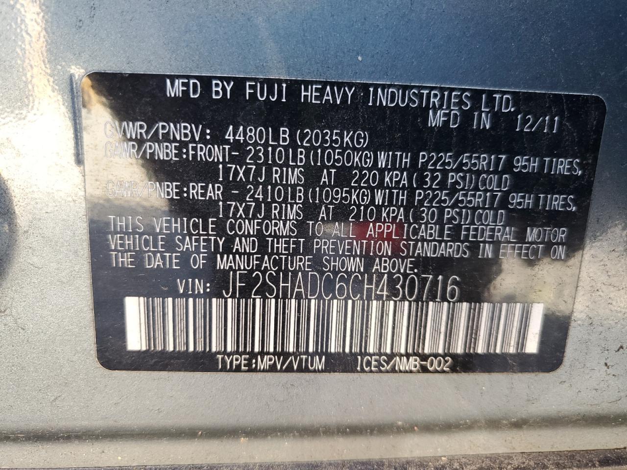 2012 SUBARU FORESTER