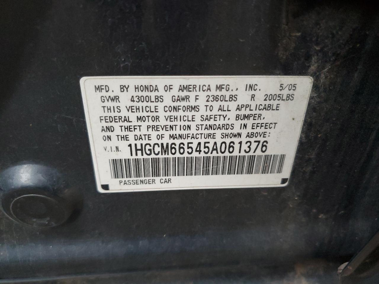 2005 HONDA ACCORD