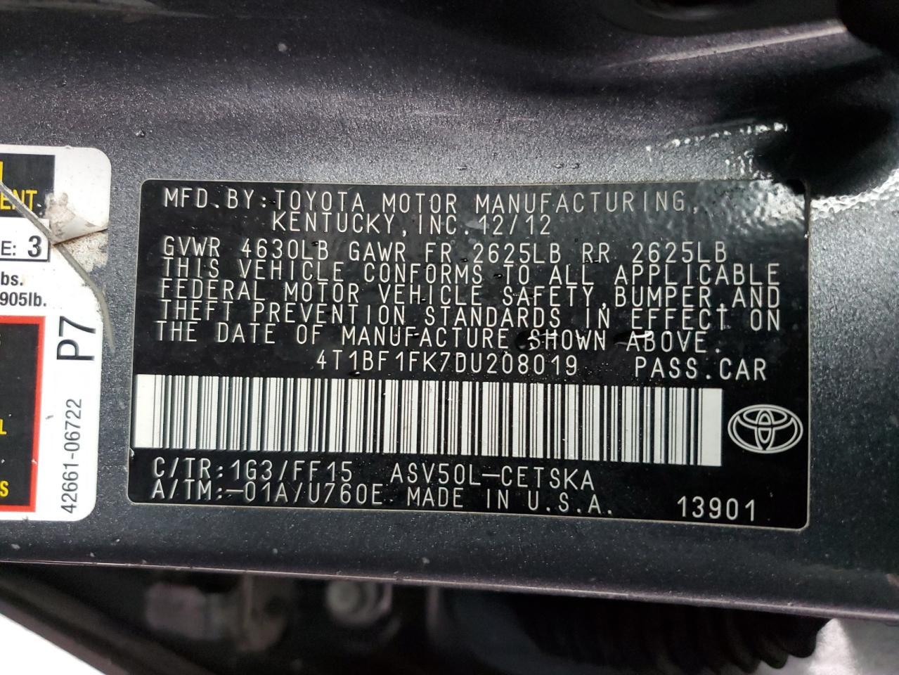 2013 TOYOTA CAMRY
