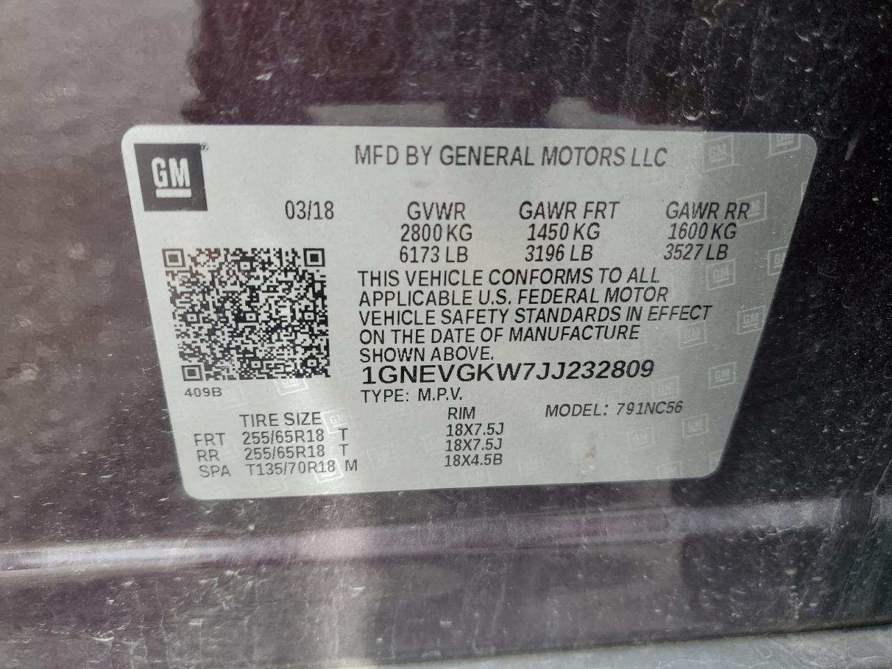 2018 CHEVROLET TRAVERSE
