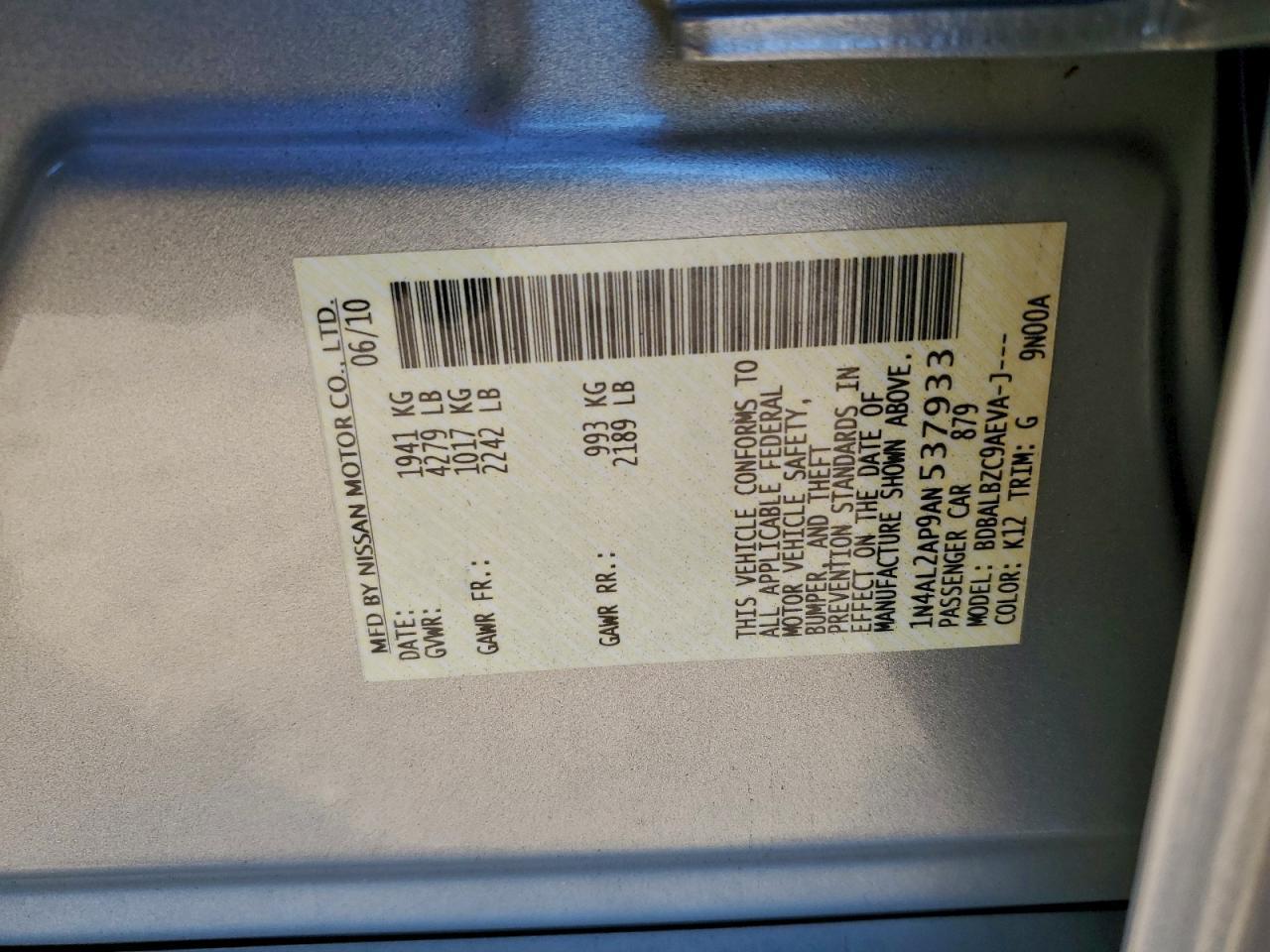 2010 NISSAN ALTIMA