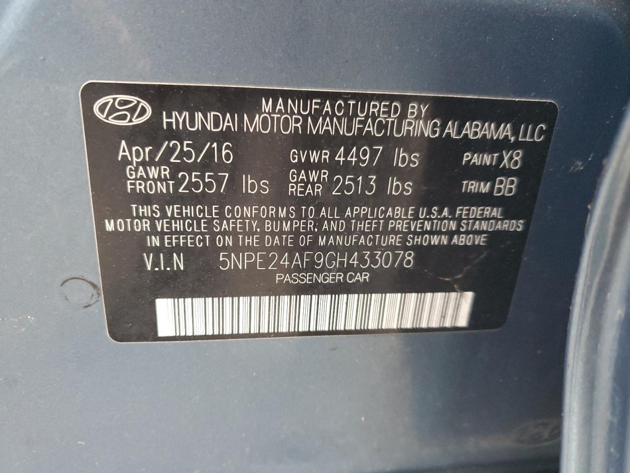 2016 HYUNDAI SONATA
