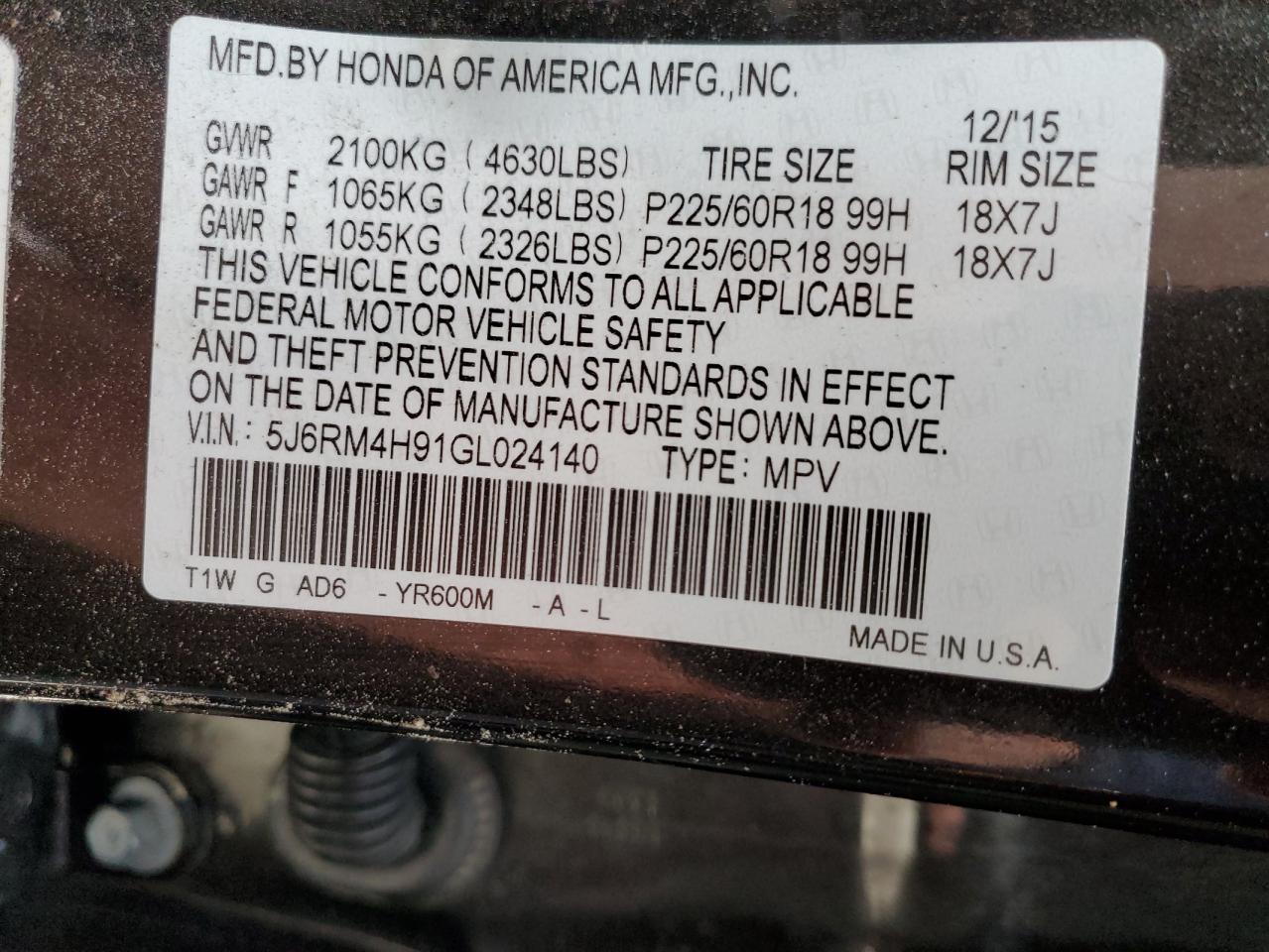 2016 HONDA CR-V