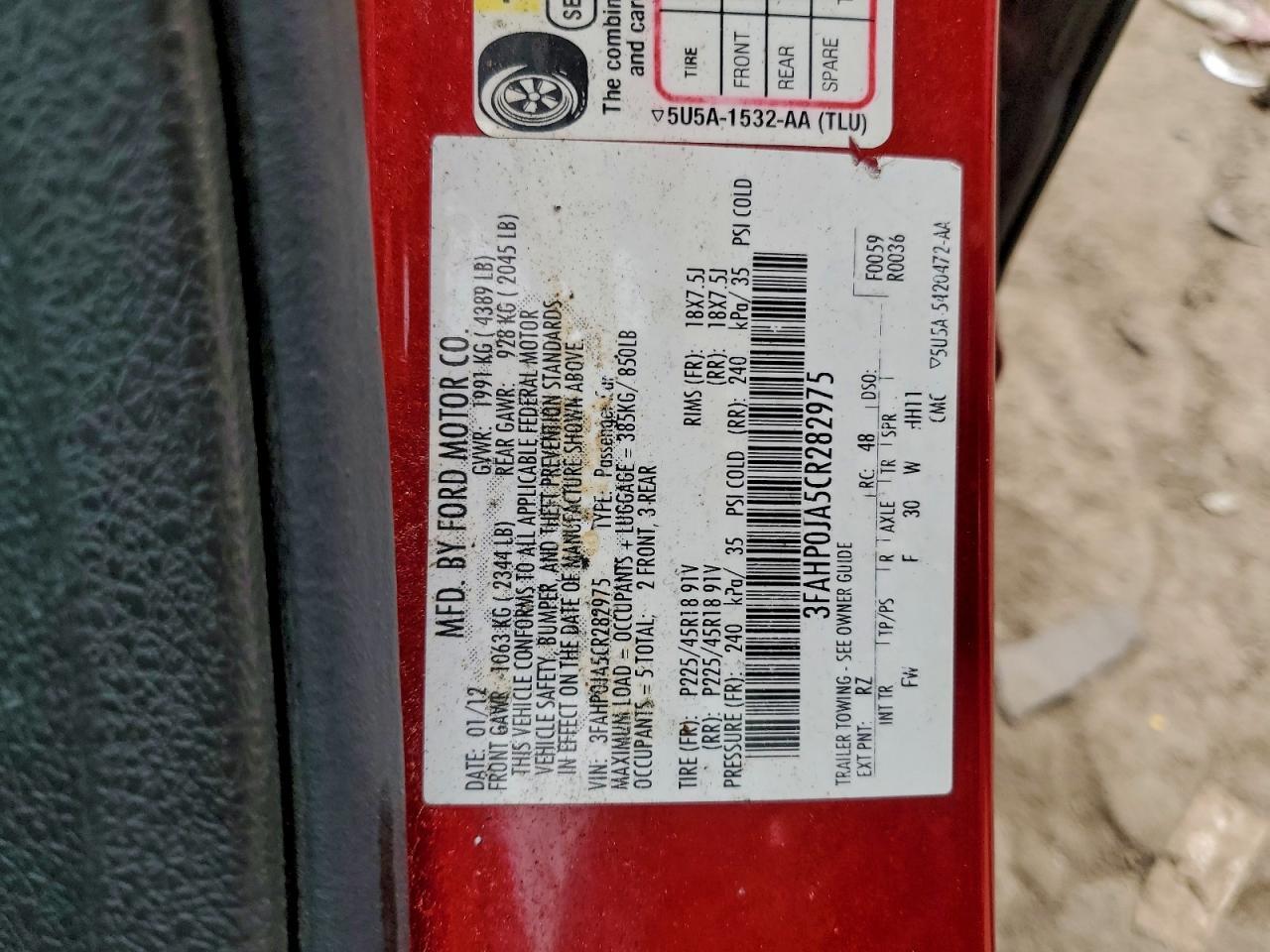 2012 FORD FUSION