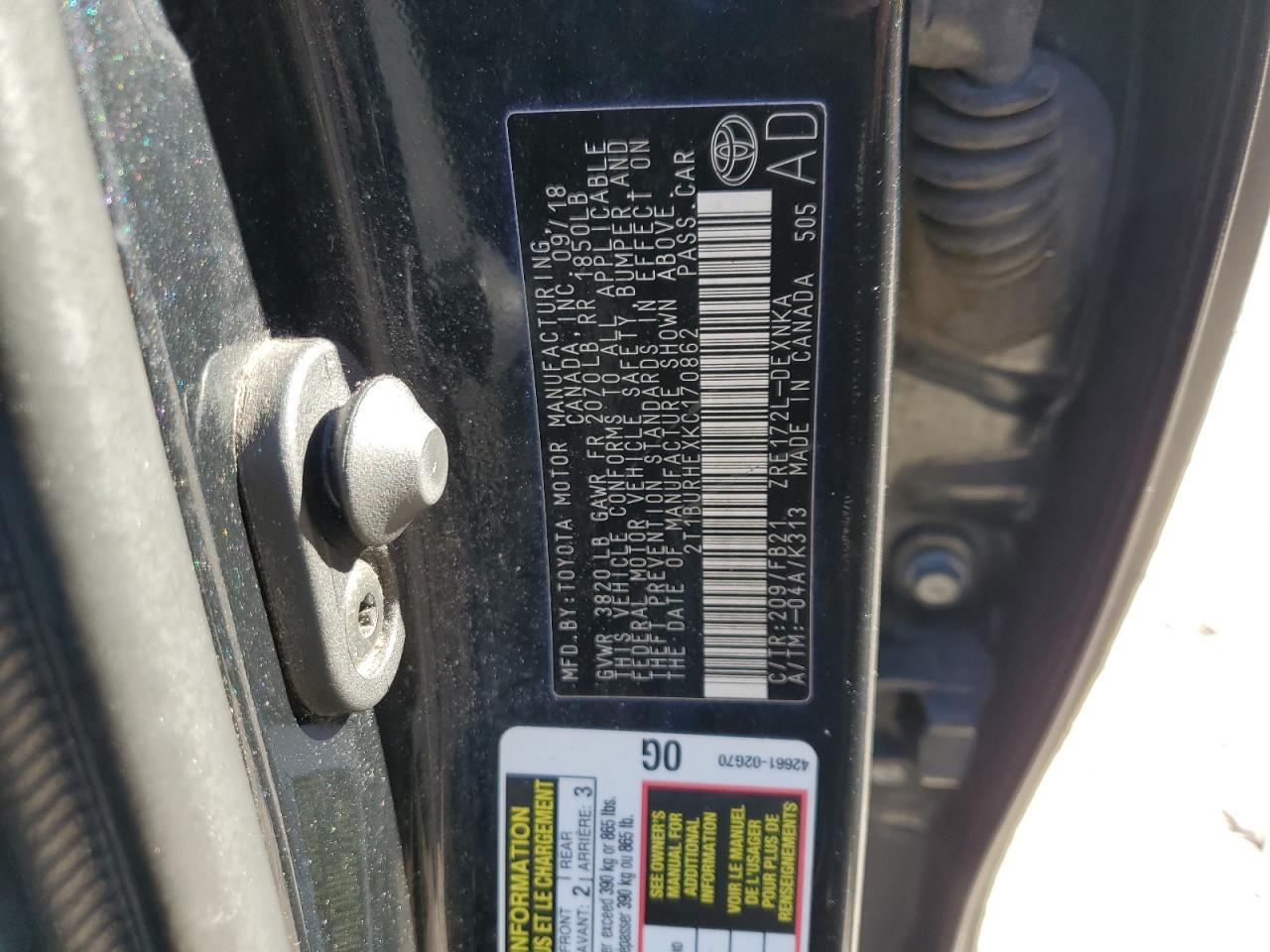 2019 TOYOTA COROLLA