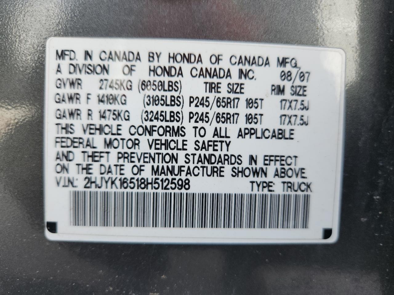 2008 HONDA Ridgeline