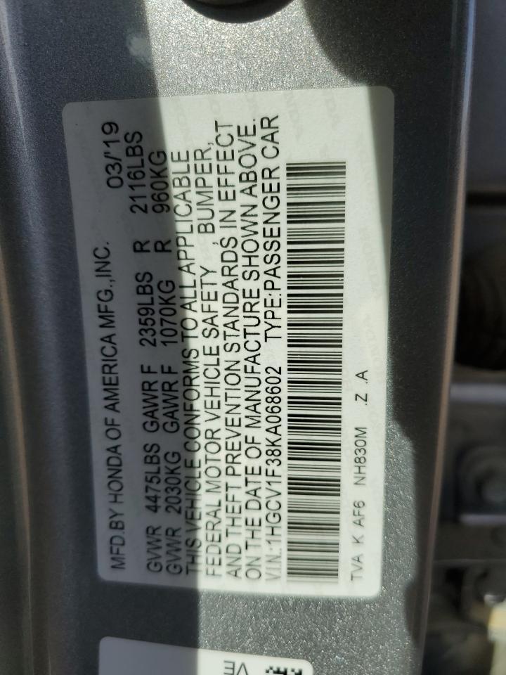 2019 HONDA ACCORD