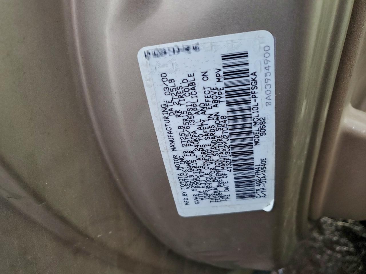 2000 TOYOTA SIENNA