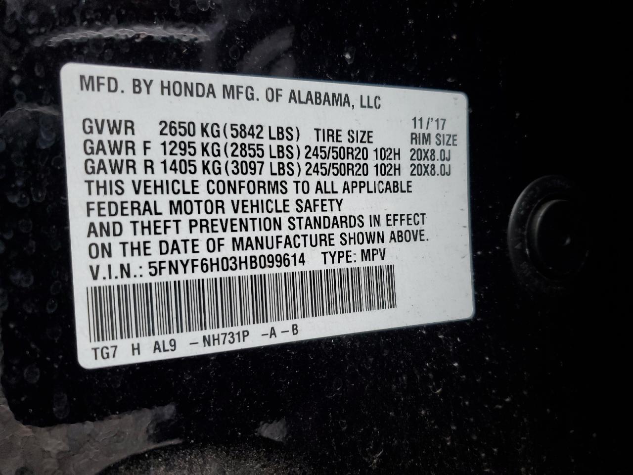 2017 HONDA PILOT