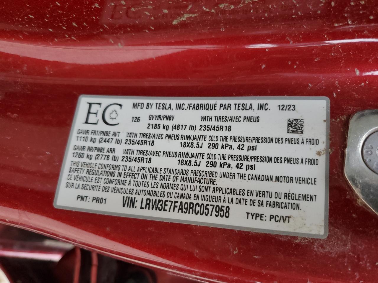2024 TESLA MODEL 3
