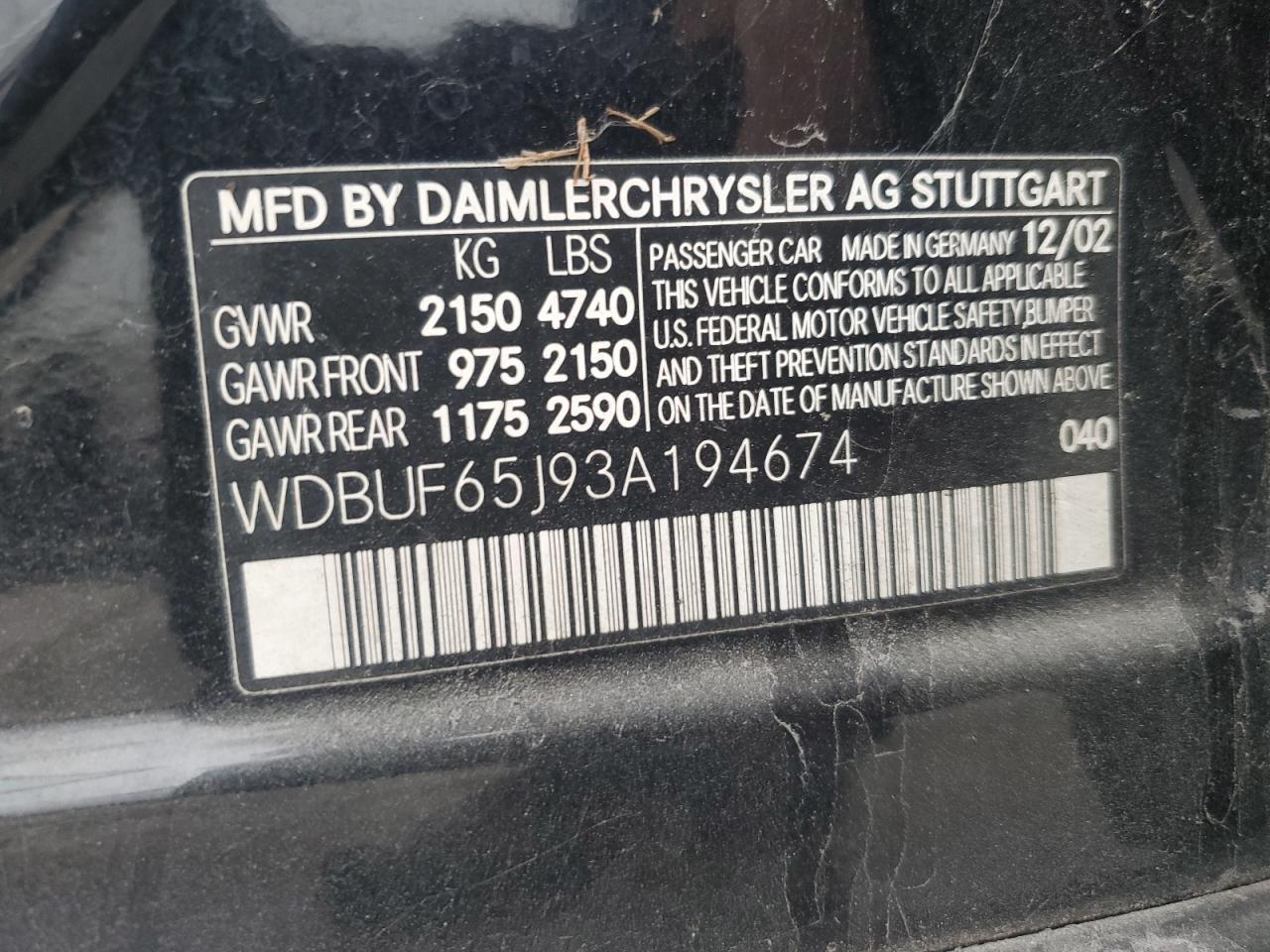 2003 MERCEDES-BENZ E-Class