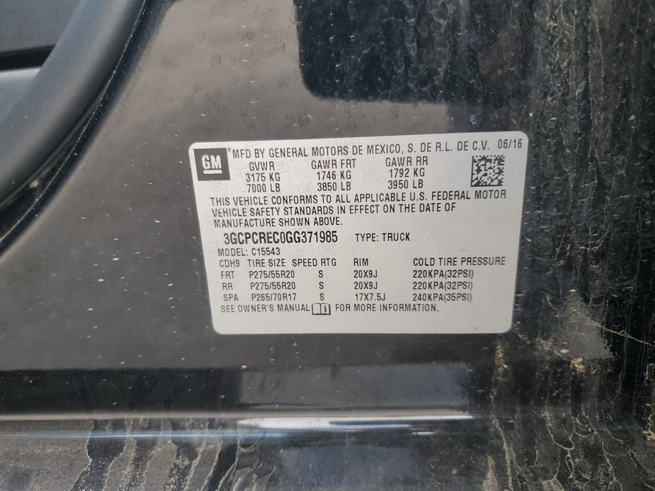 2016 CHEVROLET SILVERADO 1500