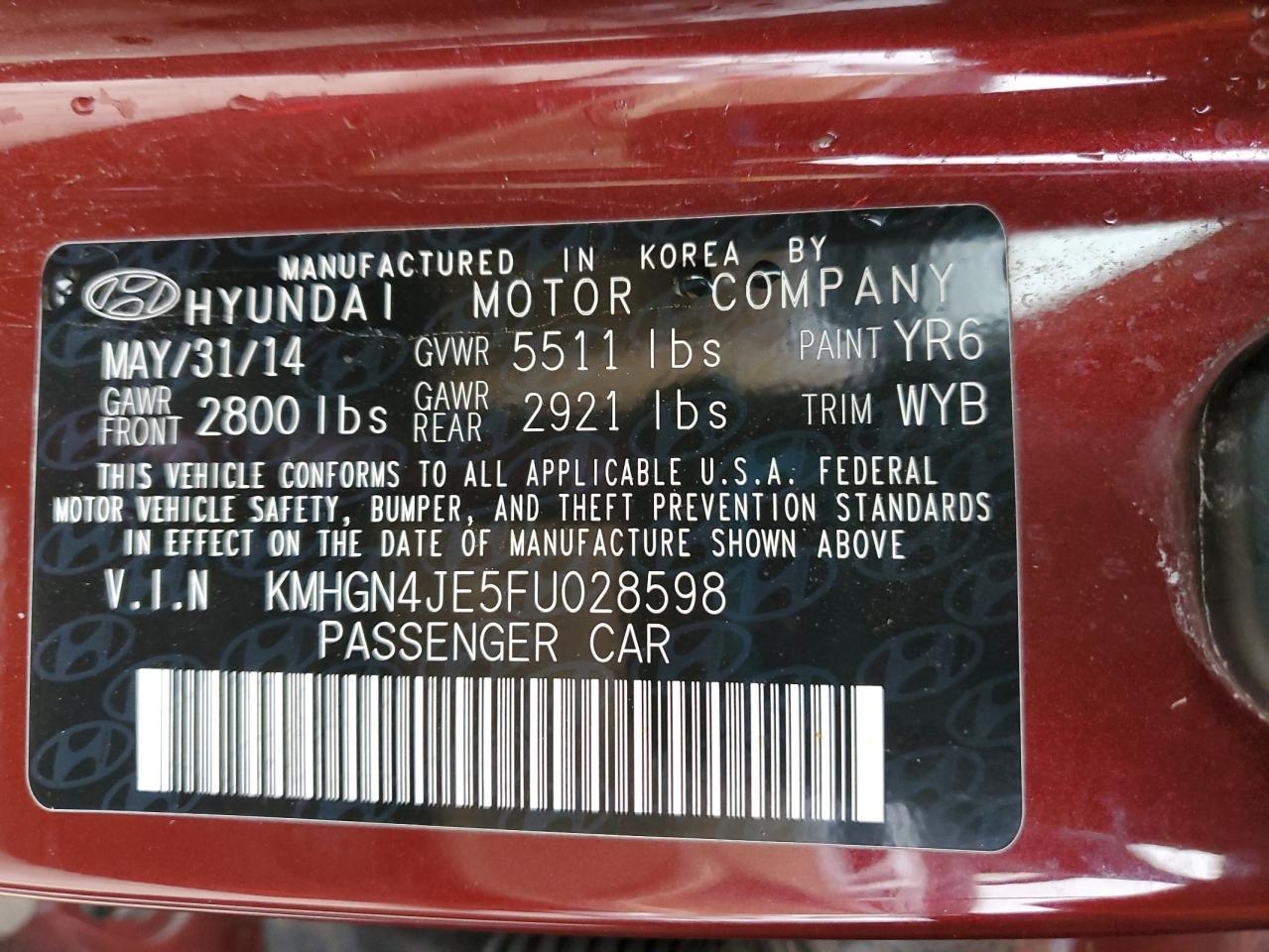 2015 HYUNDAI GENESIS