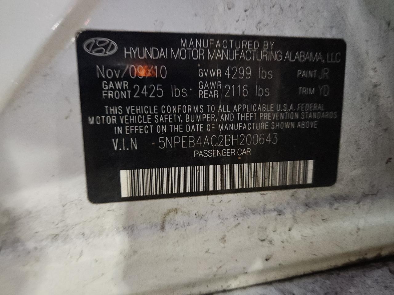 2011 HYUNDAI SONATA