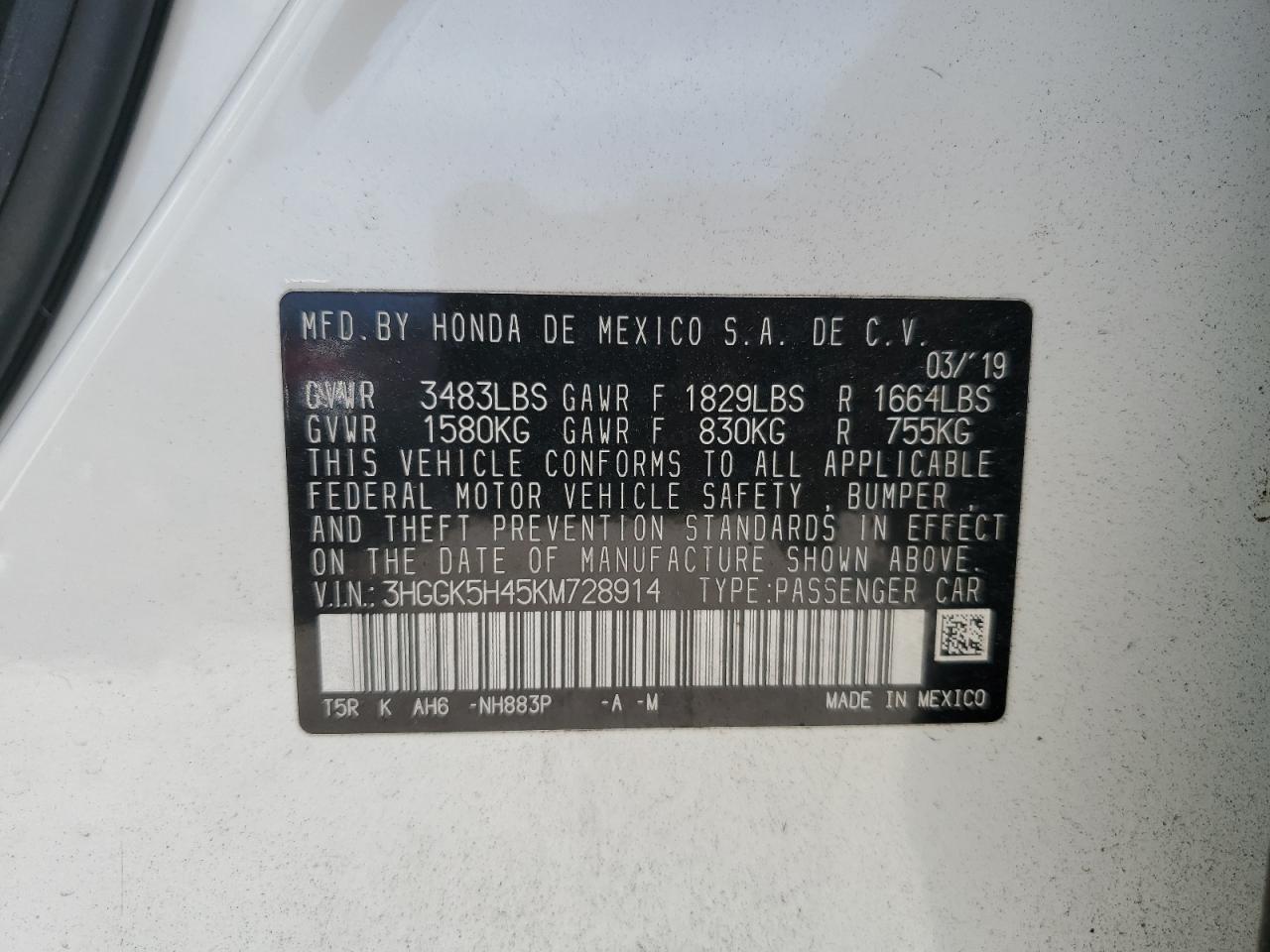 2019 HONDA FIT