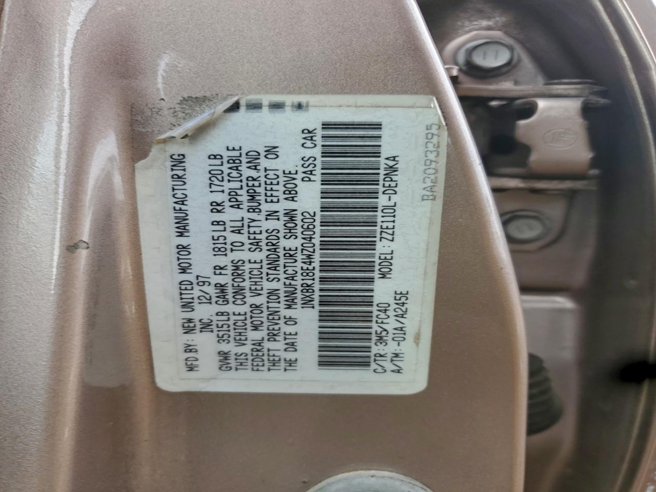 1998 TOYOTA COROLLA