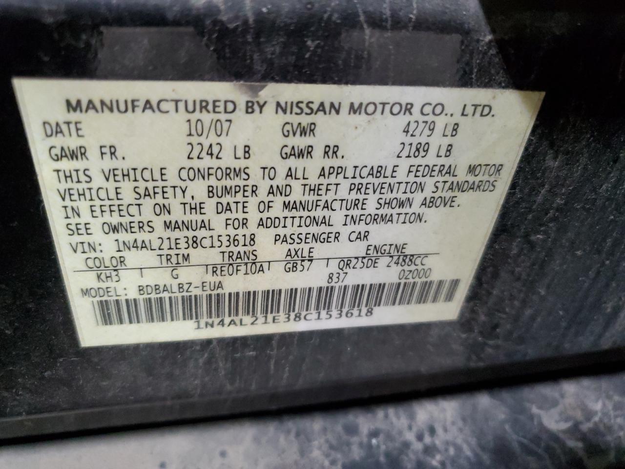 2008 NISSAN ALTIMA