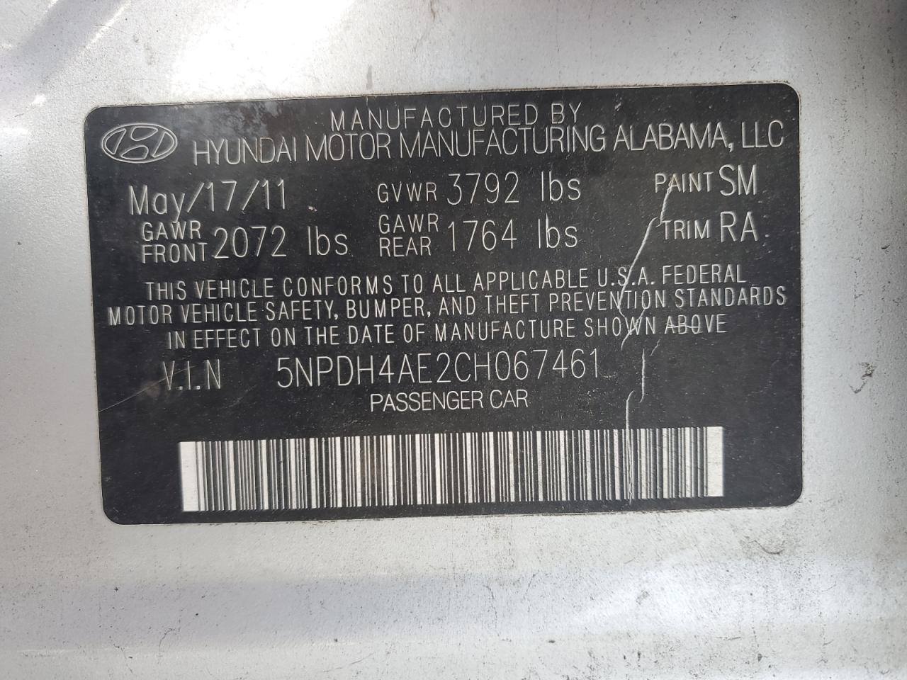 2012 HYUNDAI ELANTRA