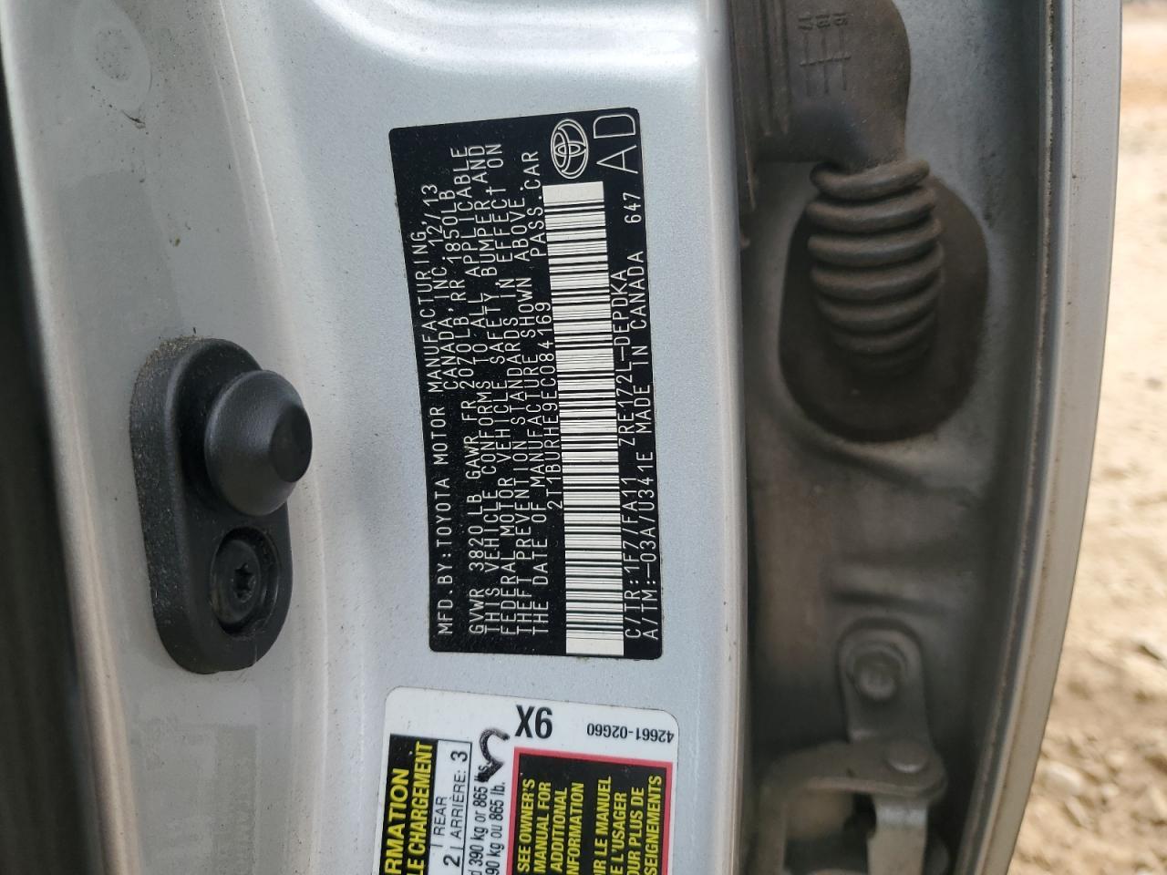 2014 TOYOTA COROLLA