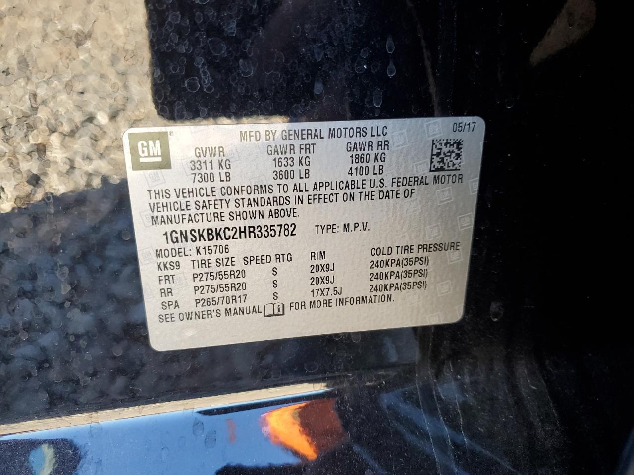 2017 CHEVROLET Tahoe
